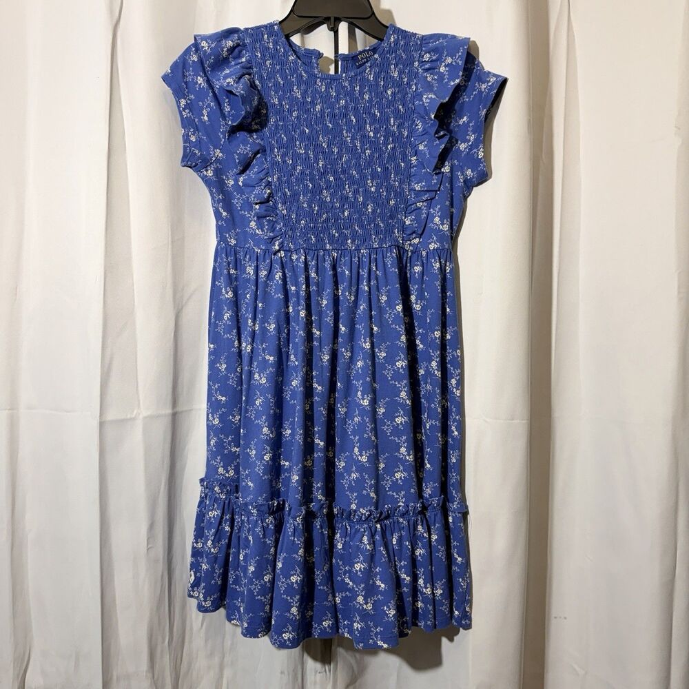 Ralph Lauren Floral Smocked Cotton Jersey Dress Size XL (16)